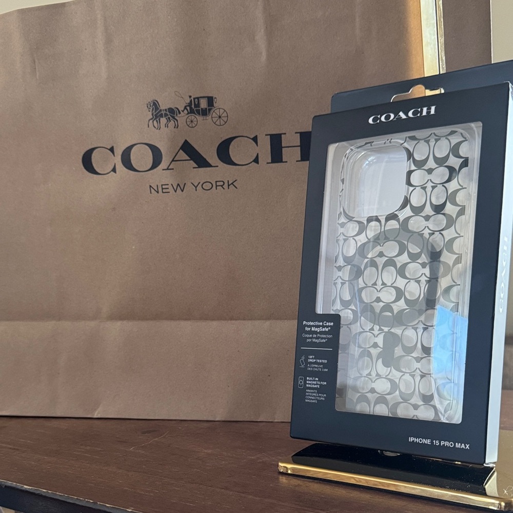 Coach Monogram iPhone 15 Pro Max Case in Black and White